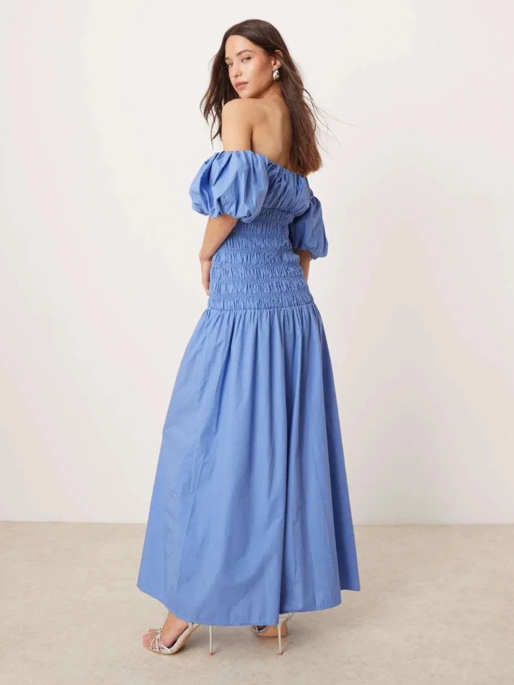 Abercrombie & Fitch Light Blue Smocked Off-Shoulder Dress